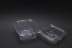 250ml Clear Square PET Container with Integrated Lid, 100 pcs