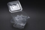 250ml Clear Square PET Container with Integrated Lid, 100 pcs - Image 2