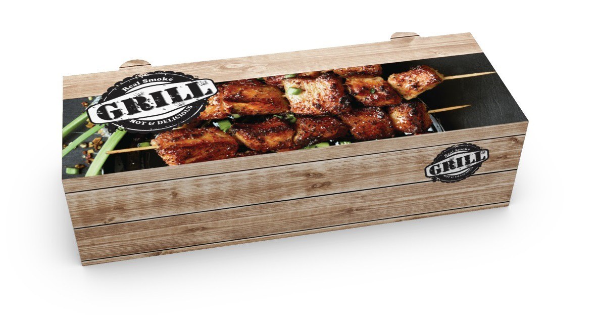 26970a6 Κουτί Ψητοπωλείου Grill Τ28 για Μονό Σουβλάκι 24,5x7,5x4,5cm - Εικόνα 1