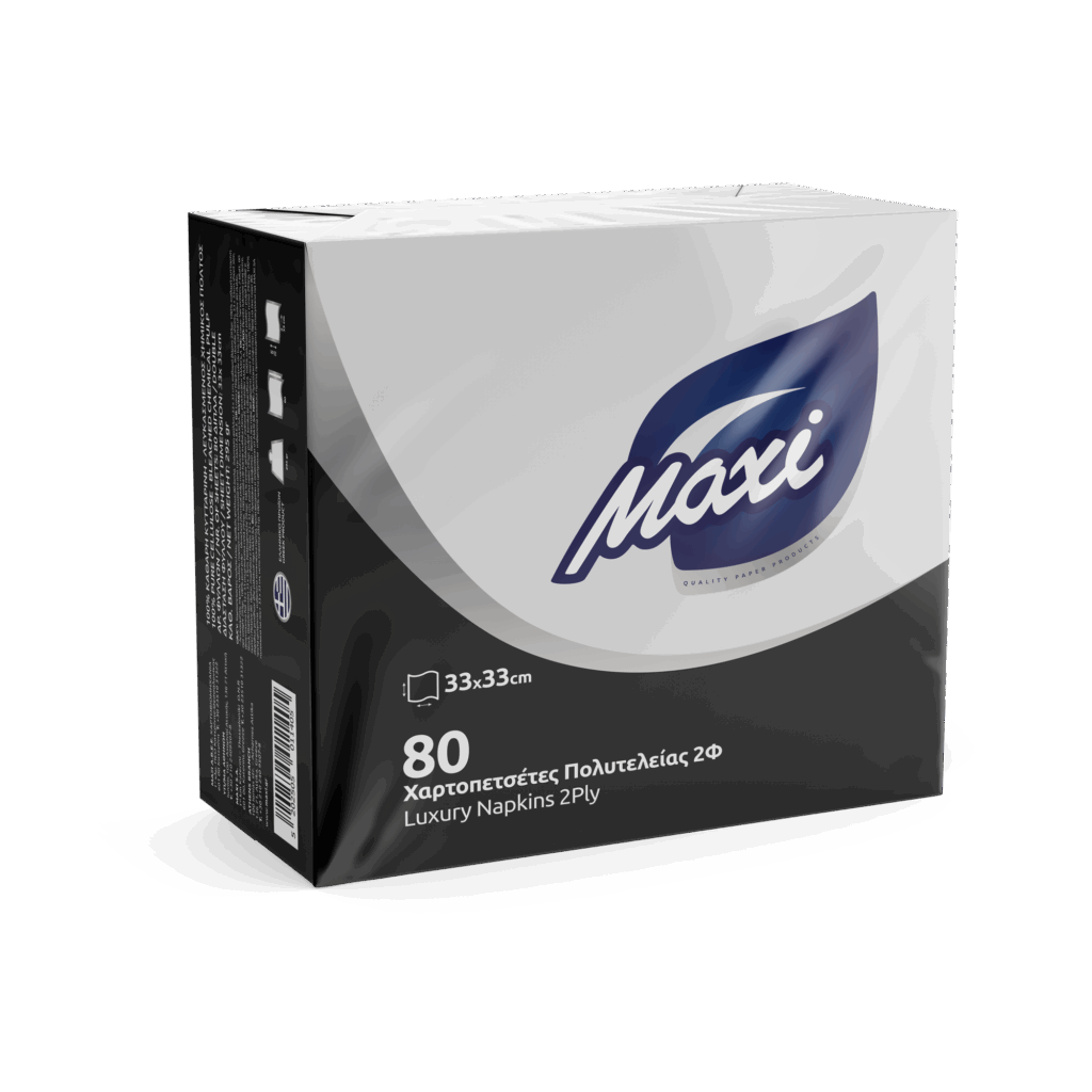 Χαρτοπετσέτες πολυτελείας 1 φύλλου, διάσταση 33x33cm Συσκευασία: 80 τεμάχια / συσκευασία