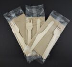 Wooden Knife Fork Kraft Napkin Set 33x33 100pcs